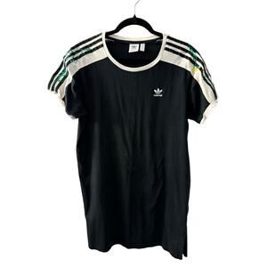 Adidas Originals Black T-Shirt Dress with Floral Sleeves